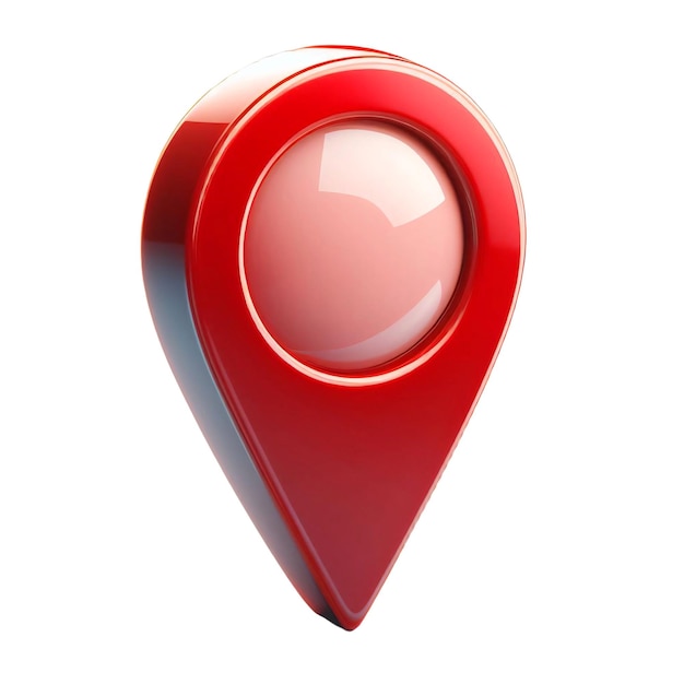 PSD icône de pointeur de carte de destination rouge brillant découpée