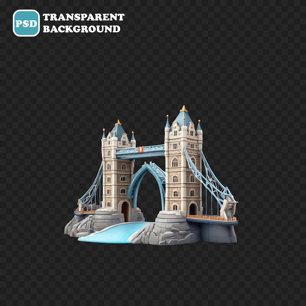 PSD icône de pont de tour isolée illustration de rendu 3d