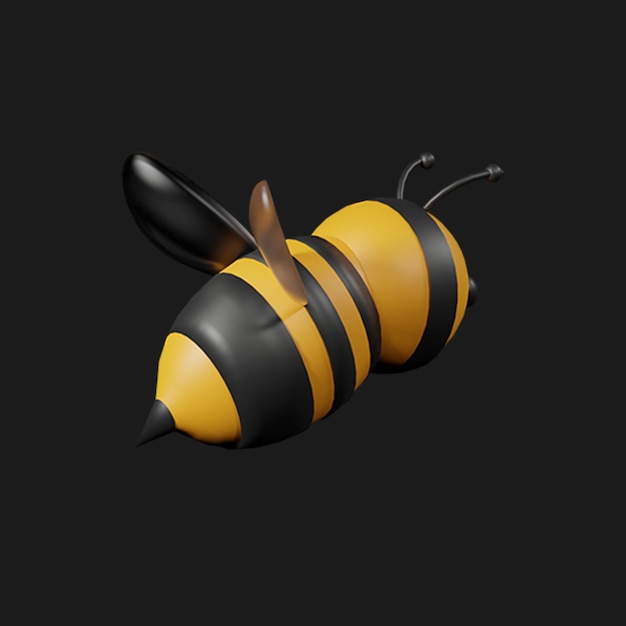 Icône de pose d'abeille de dessin animé en PSD 3D