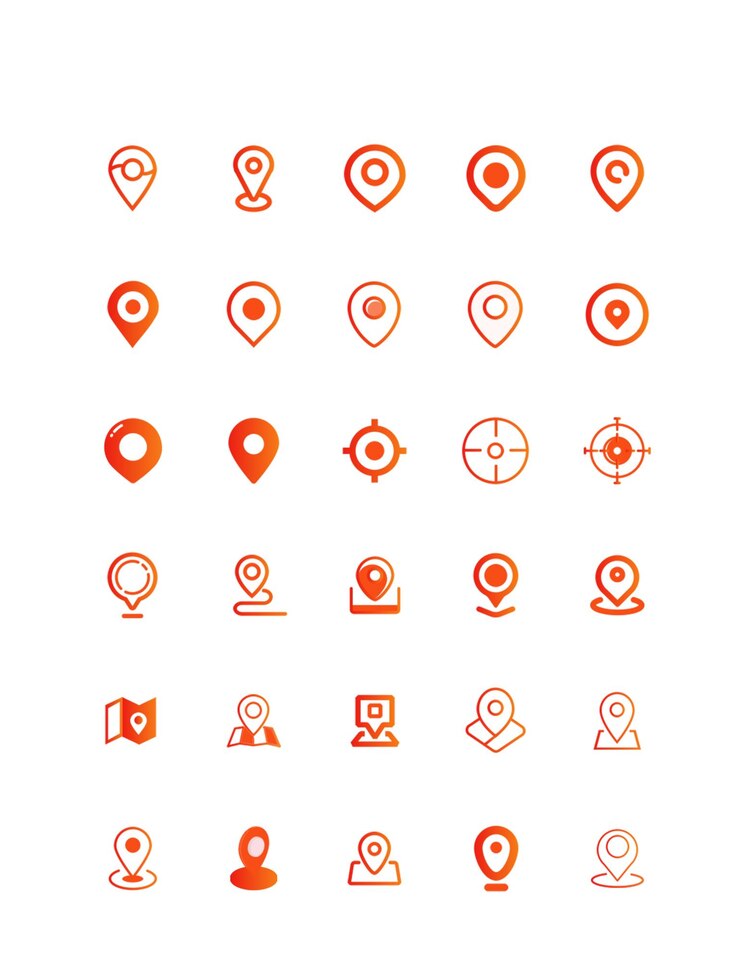 PSD icône de positionnement orange de corail en gradient