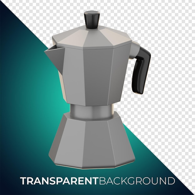 Icône de pot de café Premium rendu 3d sur fond isolé PNG