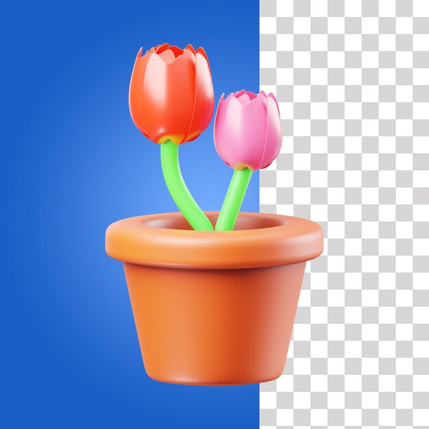 Icône De Pot De Fleurs En 3d