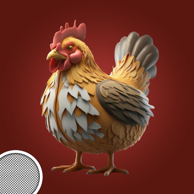 PSD l'icône de la poule en 3d