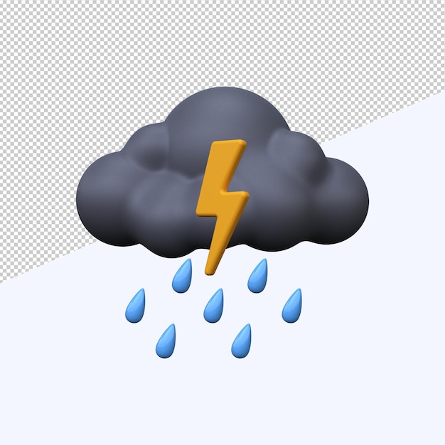 PSD icône de prévision météorologique 3d orage et pluie signe météorologique