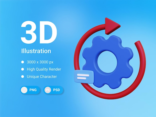 icône de processus de travail 3d