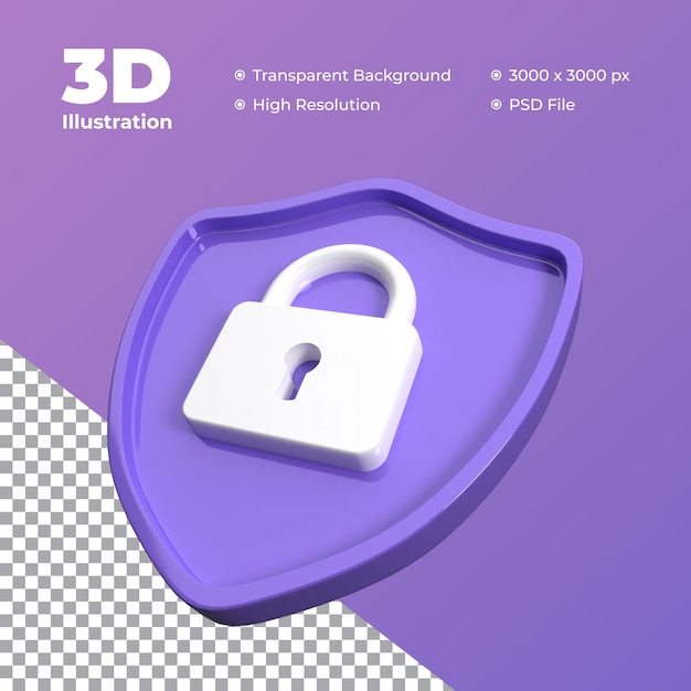 icône de protection de bouclier 3d