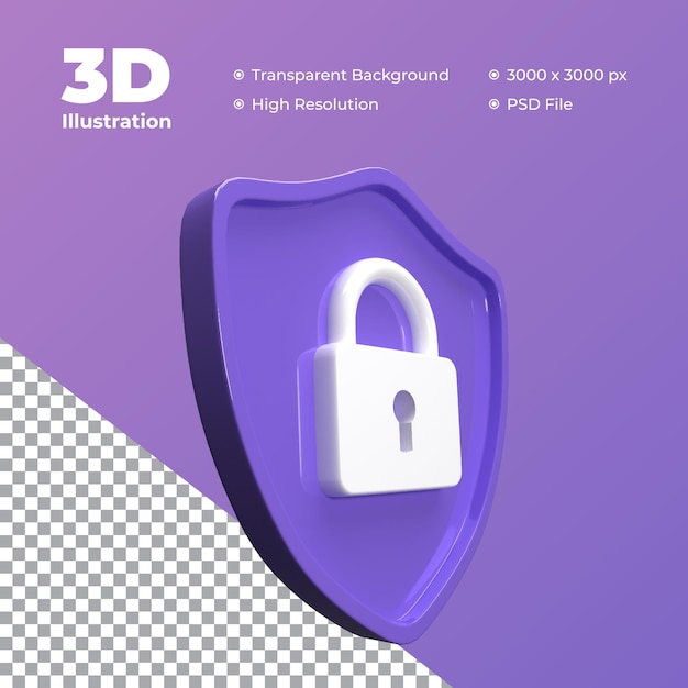 icône de protection de bouclier 3d