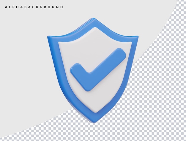 Avec l'icône de protection du bouclier illustration de rendu 3D