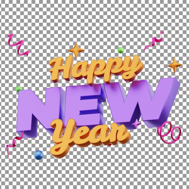 Icône PSD 3D de bonne année sur fond isolé et transparent