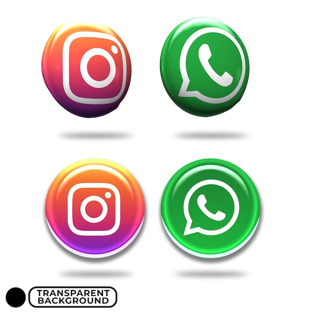 Icône PSD WhatsApp et réseaux sociaux Instagram