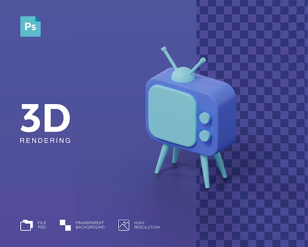 PSD icône de publicité tv 3d