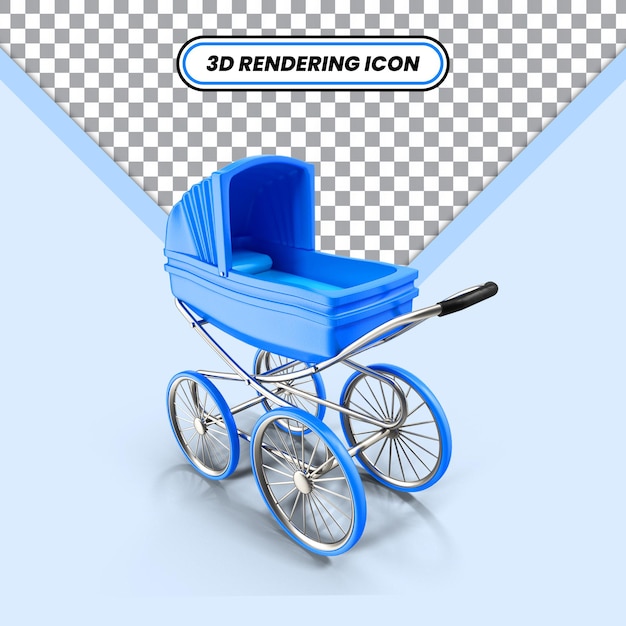 PSD Ícone realista de carrinho de bebê renderizado em 3d