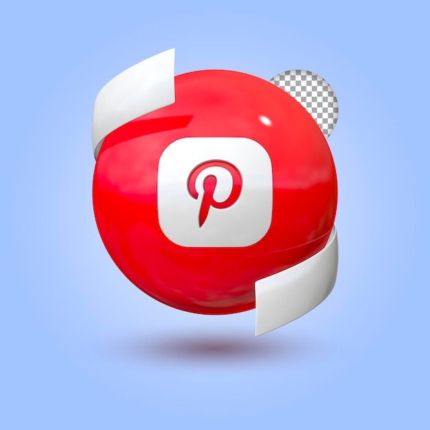 PSD Ícone realista do pinterest renderização em 3d psd premium