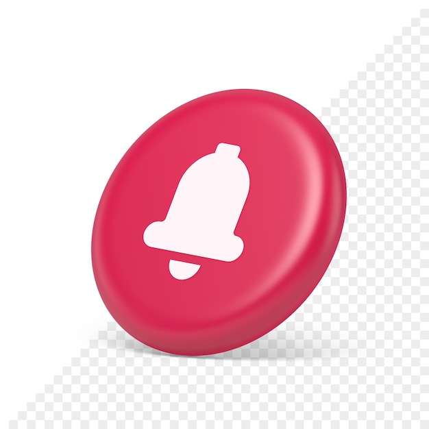Icône réaliste isométrique 3d du service de rappel sonore du cyberespace du bouton de sonnerie de la clochette