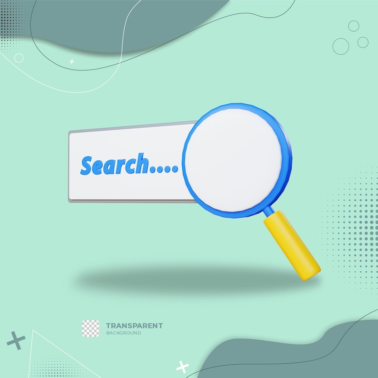 PSD icône de recherche 3d avec illustration de la loupe