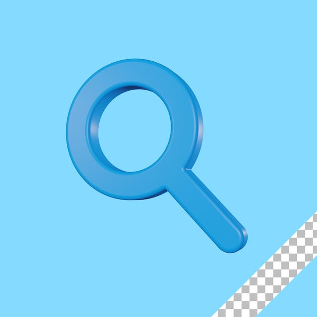 PSD icône de recherche bleue de rendu 3d avec fond transparent
