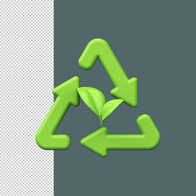 PSD icône de recyclage 3d symbole de protection de l'environnement