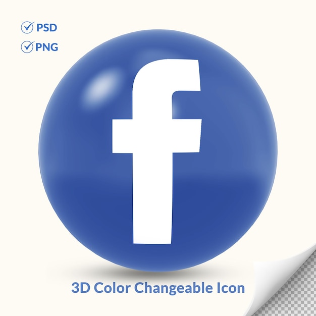 ícone redondo do logotipo do facebook mutável da cor 3D