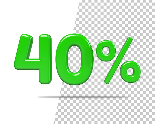 icône de réduction de 40 % quarante pour cent sur un fond transparent rendu 3d