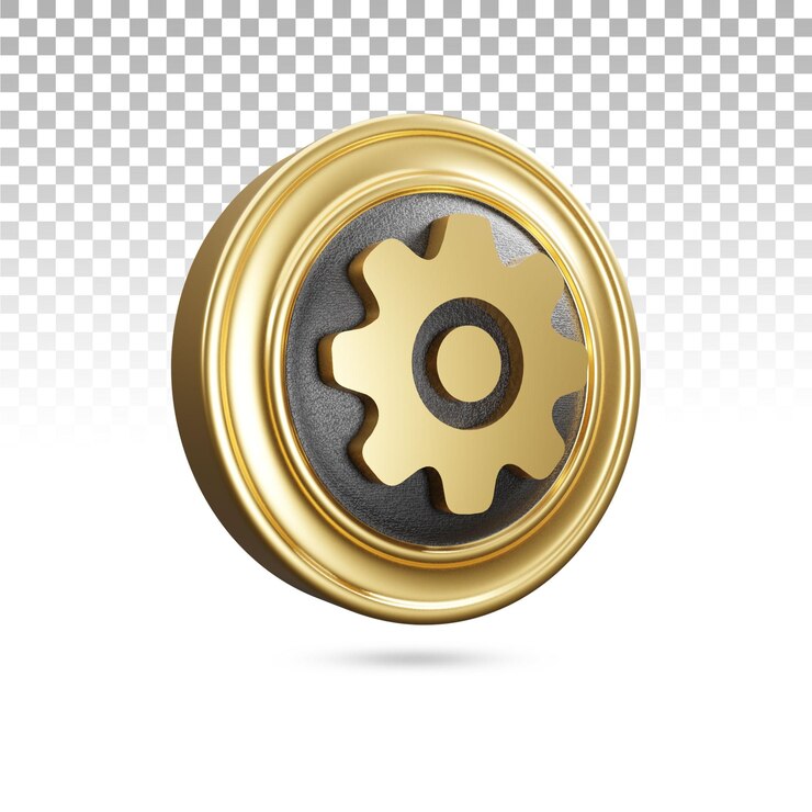 Icône de réglage d'or dans le rendu 3d