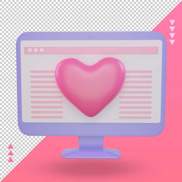 Icône De Rencontre En Ligne 3d Valentine Day Rendu Vue De Face