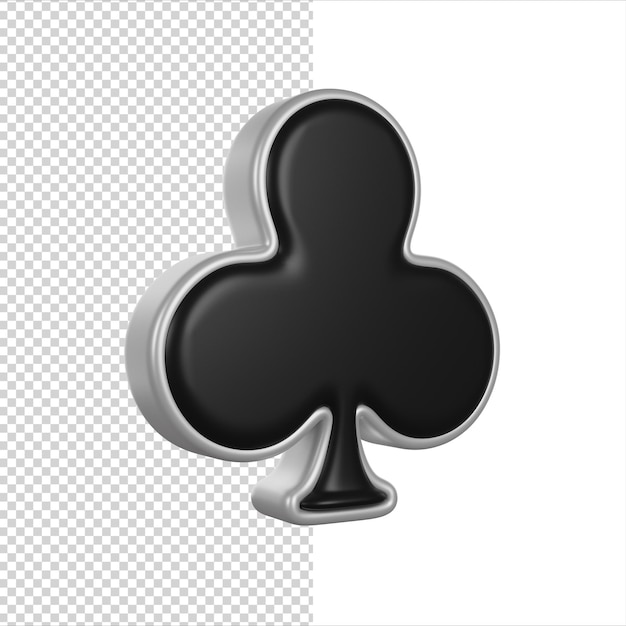 Icône de rendu 3D de la carte de poker Clover ou Club