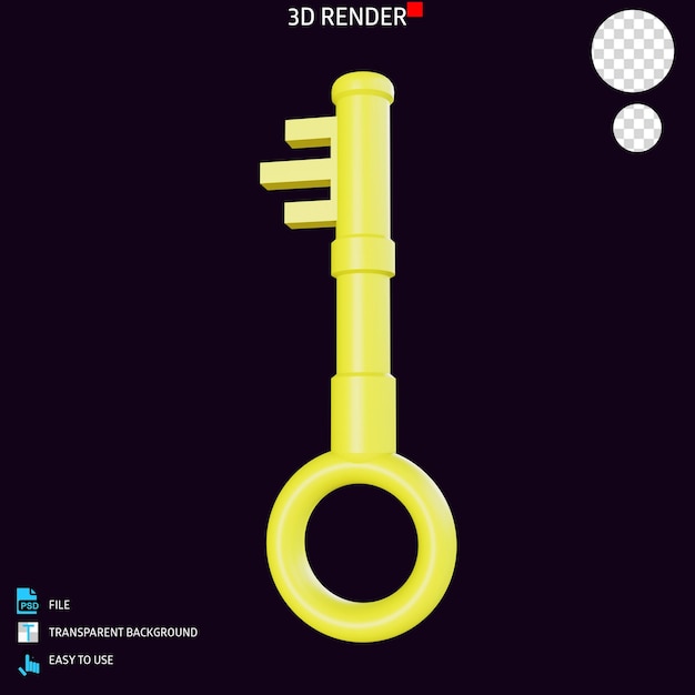 PSD icône de rendu 3d clé 9