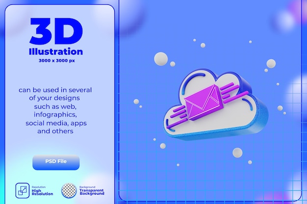 Icône De Rendu 3d Cloud Message