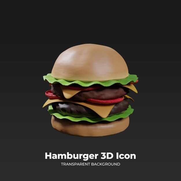 Icône de rendu 3D délicieuse Hamburger au bœuf et au fromage PSD