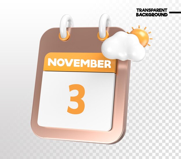 PSD icône de rendu 3d du calendrier