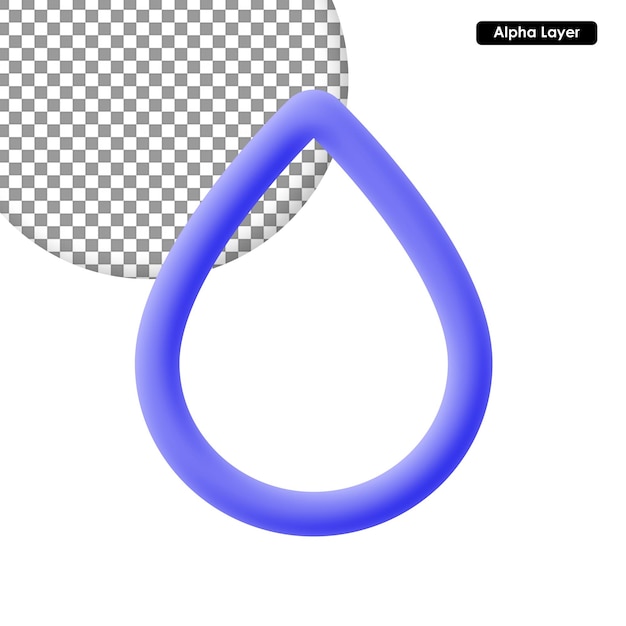 Icône de rendu 3d goutte d'eau
