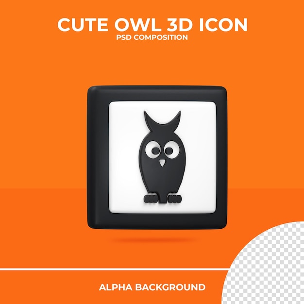 Icône De Rendu 3d Hibou Mignon Halloween Psd Premium