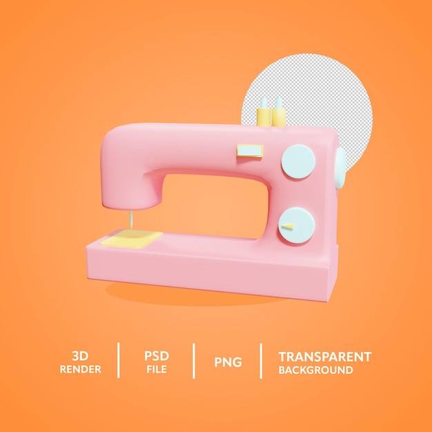 PSD icône de rendu 3d de machine à coudre portable