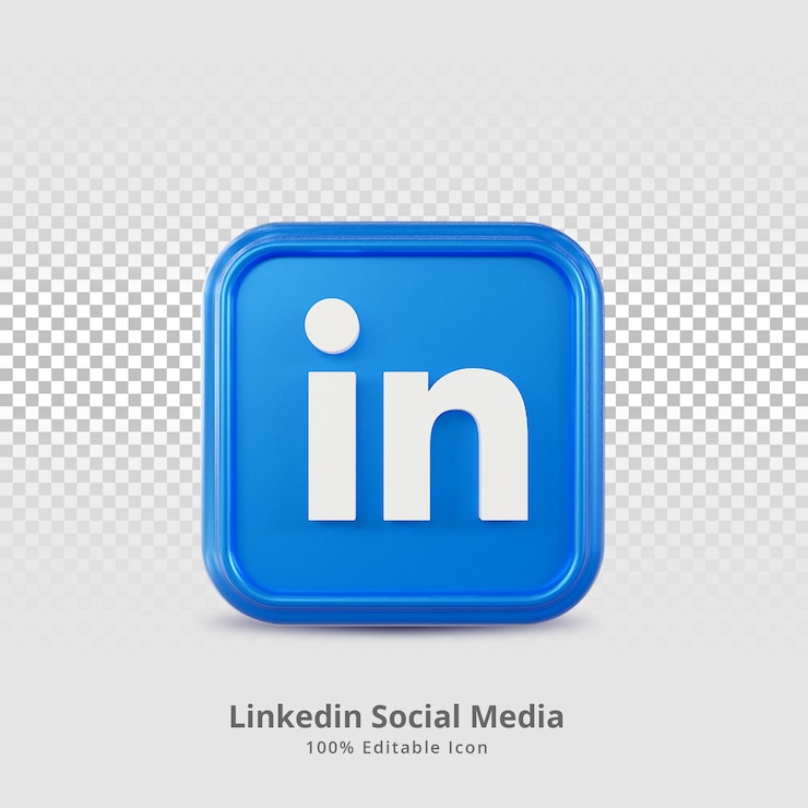 PSD icône de rendu 3d des médias sociaux de linkedin
