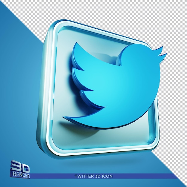 Icône de rendu 3D Twitter isolé