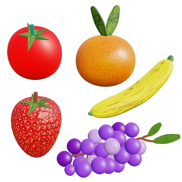 PSD icône de rendu de fruits en 3d