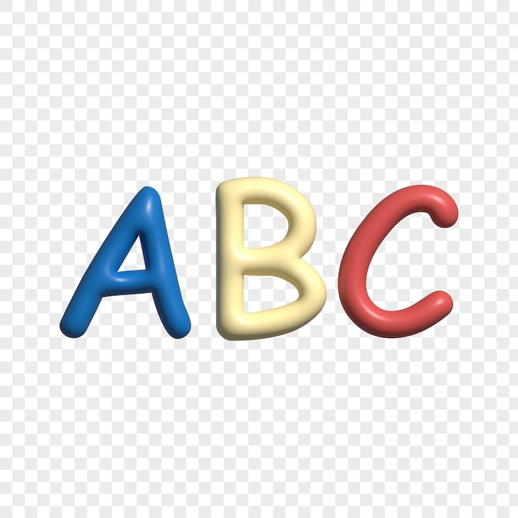PSD icône de rendu d'illustration d'objet abc 3d isolée