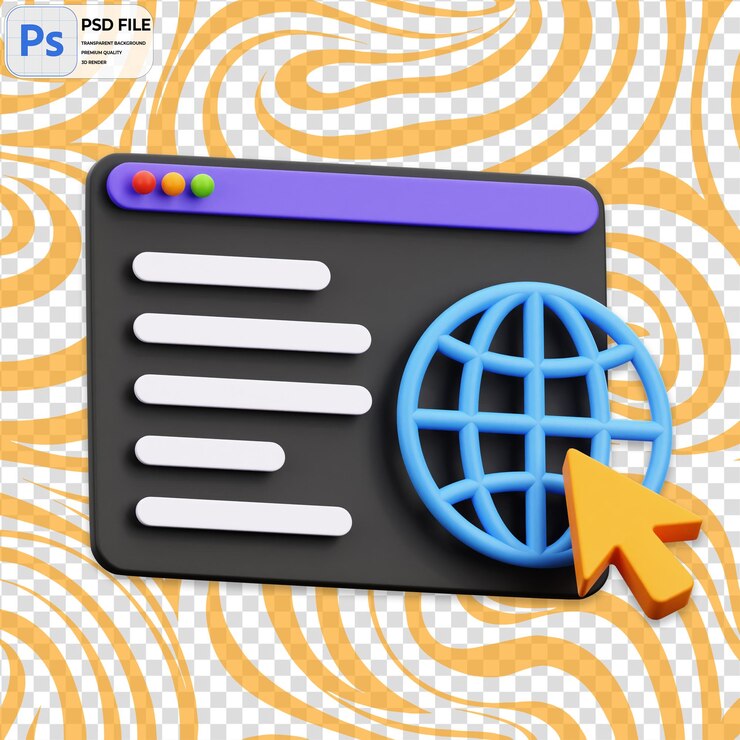 PSD icône de rendu de navigateur internet 3d png isolé illustration modèle psd