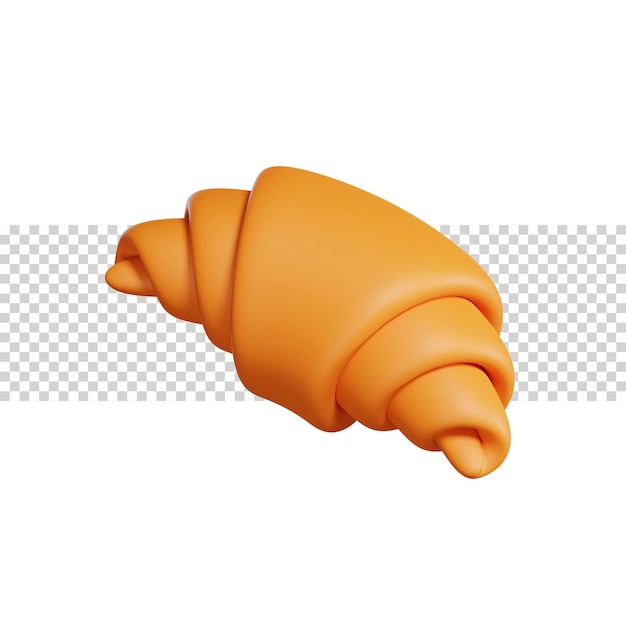 PSD icône de rendu de pain croissant 3d avec surface lisse pour application ou site web