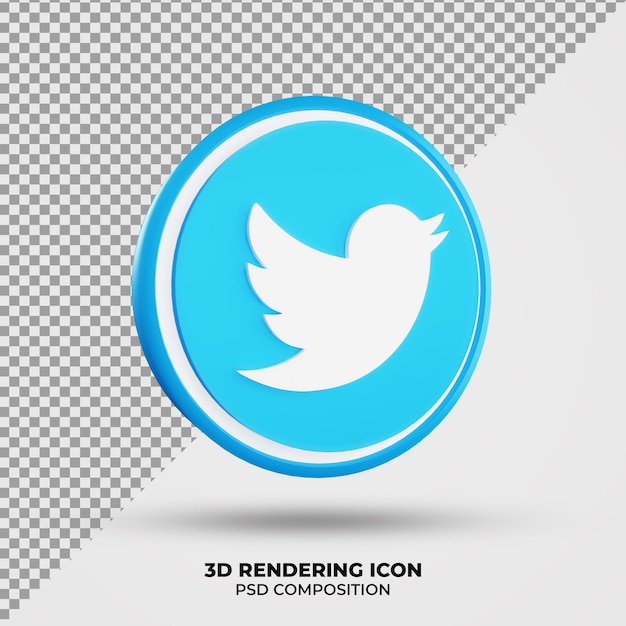 Icône De Rendu Twitter 3d