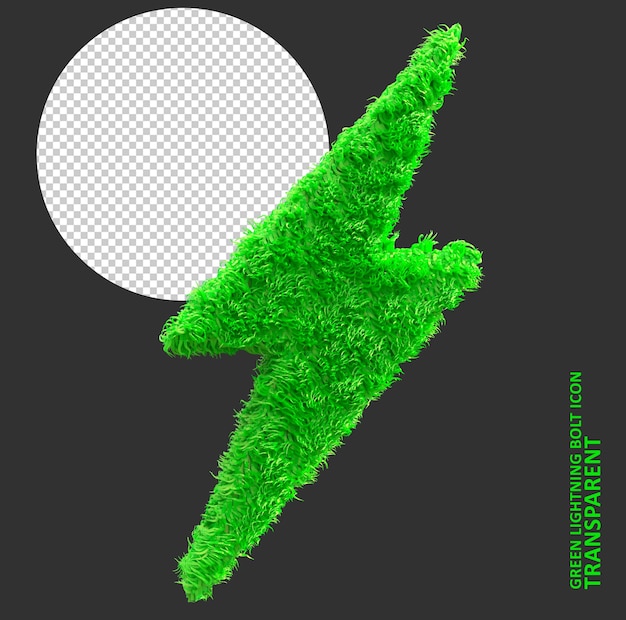 PSD icône représentant un éclair vert , icône de l'électricité , illustration de rendu 3d , concept d'énergie verte