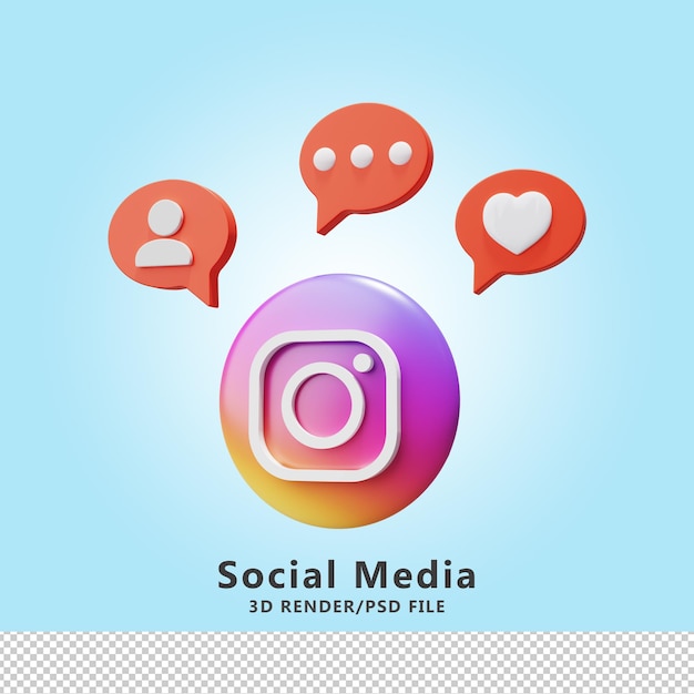 PSD icône de réseau social 3d instagram