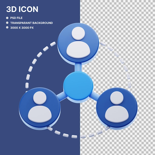 PSD icône de réseautage 3d