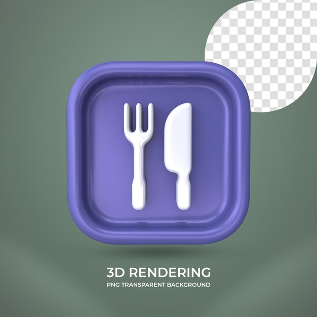 PSD icône de restaurant rendu 3d fond transparent isolé