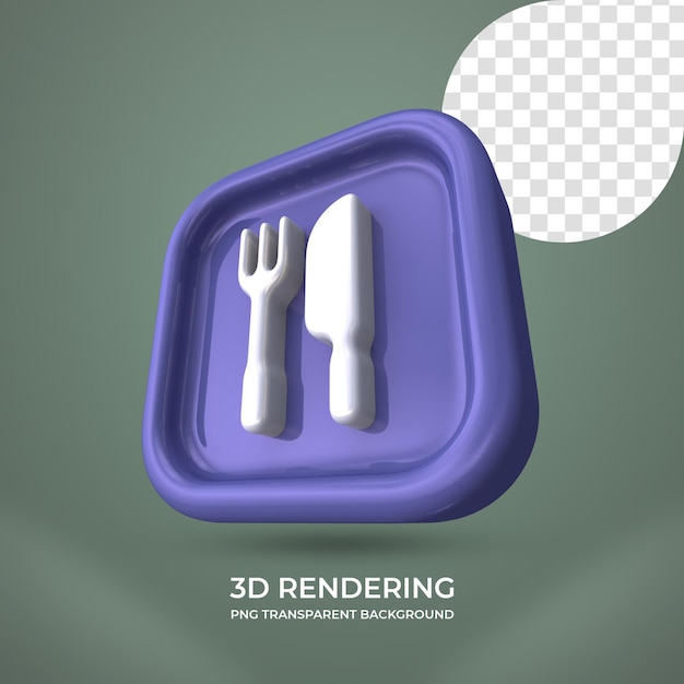 Icône De Restaurant Rendu 3d Fond Transparent Isolé