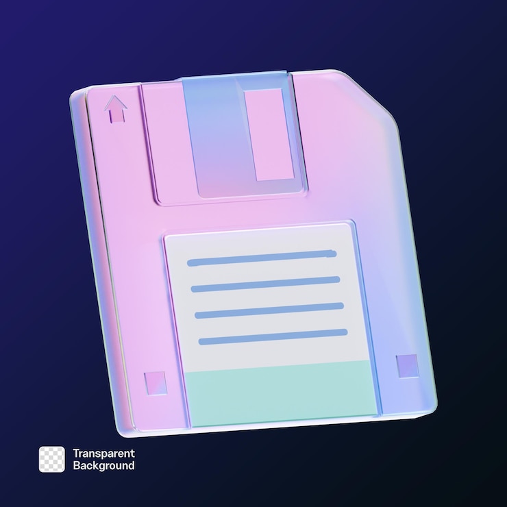 PSD ícone retrô 3d anos 90 com modelo png de efeito holográfico