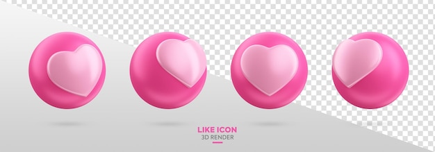 PSD Ícone rosa como reação de mídia social renderização 3d