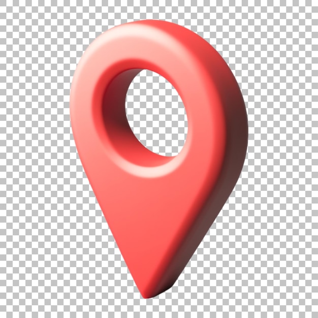 Icône rouge d'emplacement 3D isolée sur un fond transparent pour la navigation et la conception de cartes