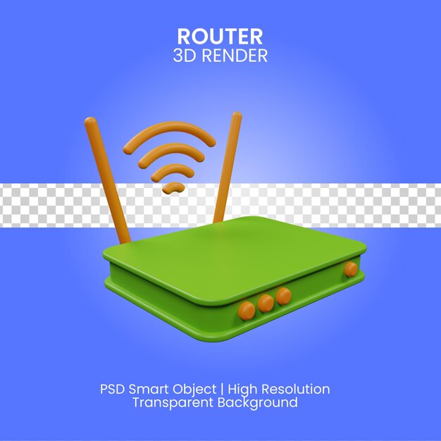 PSD icône de routeur rendu 3d isolé