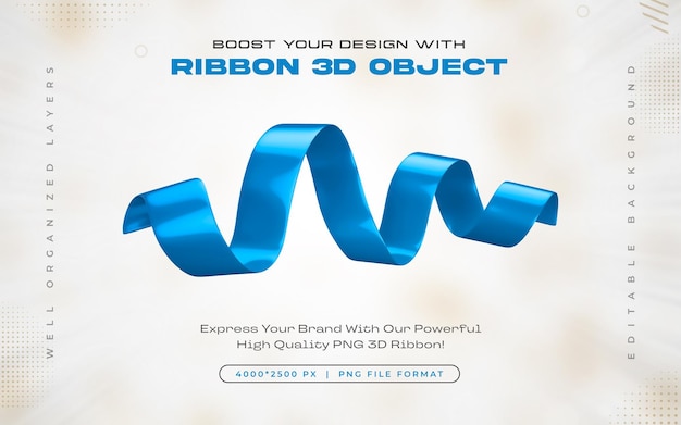 Icône de ruban bleu du ciel illustration de rendu 3D isolée